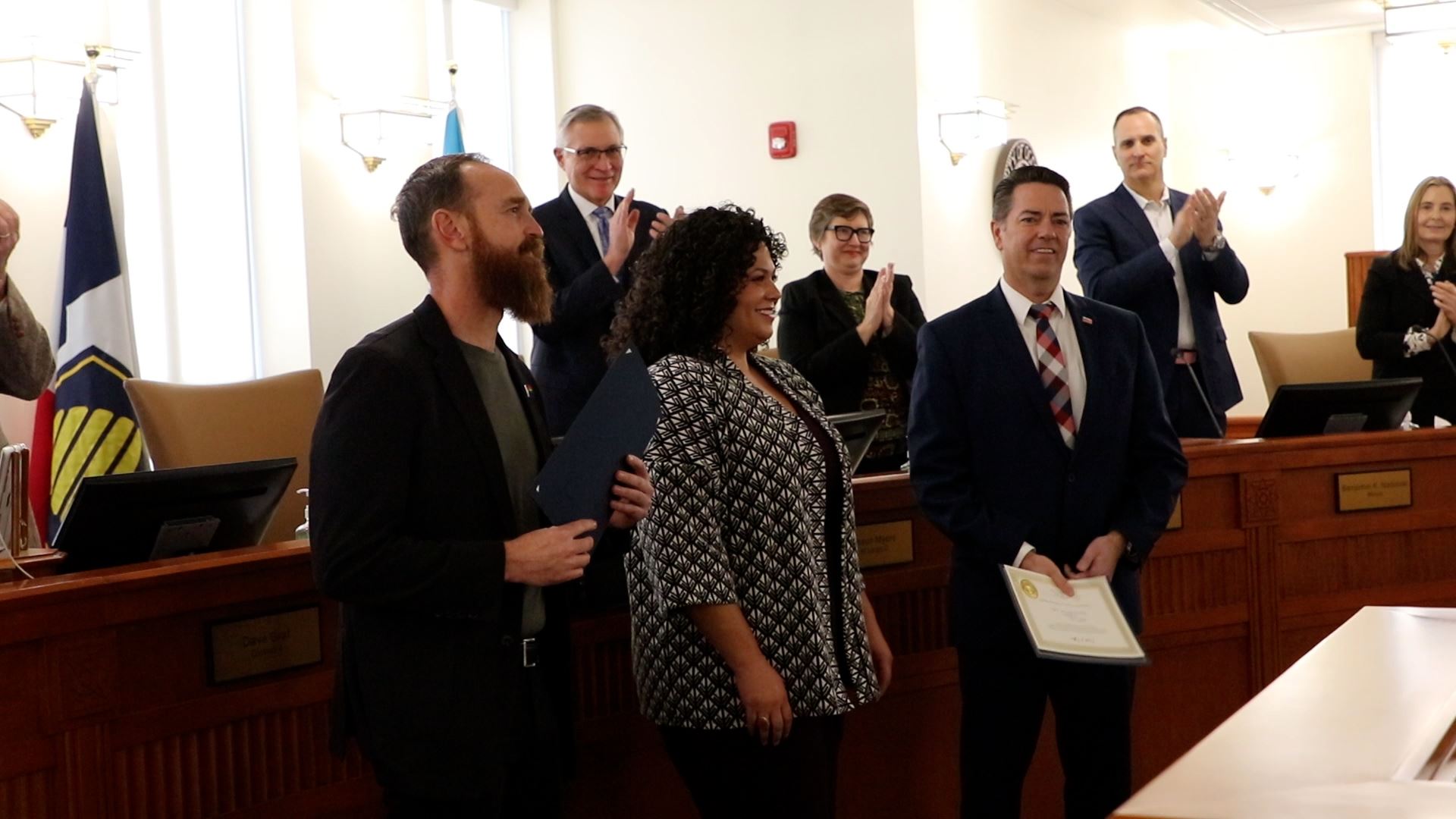 Kevin Lundell, Alicia Washington, and Ken Richey after being sworn into office